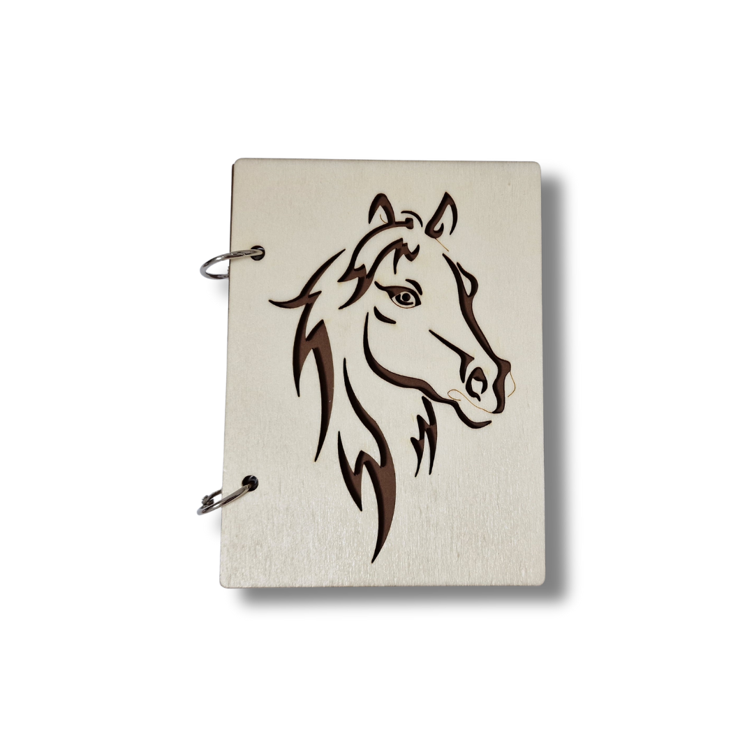 Carnețel reîncărcabil cu coperte din lemn, model cal - A6