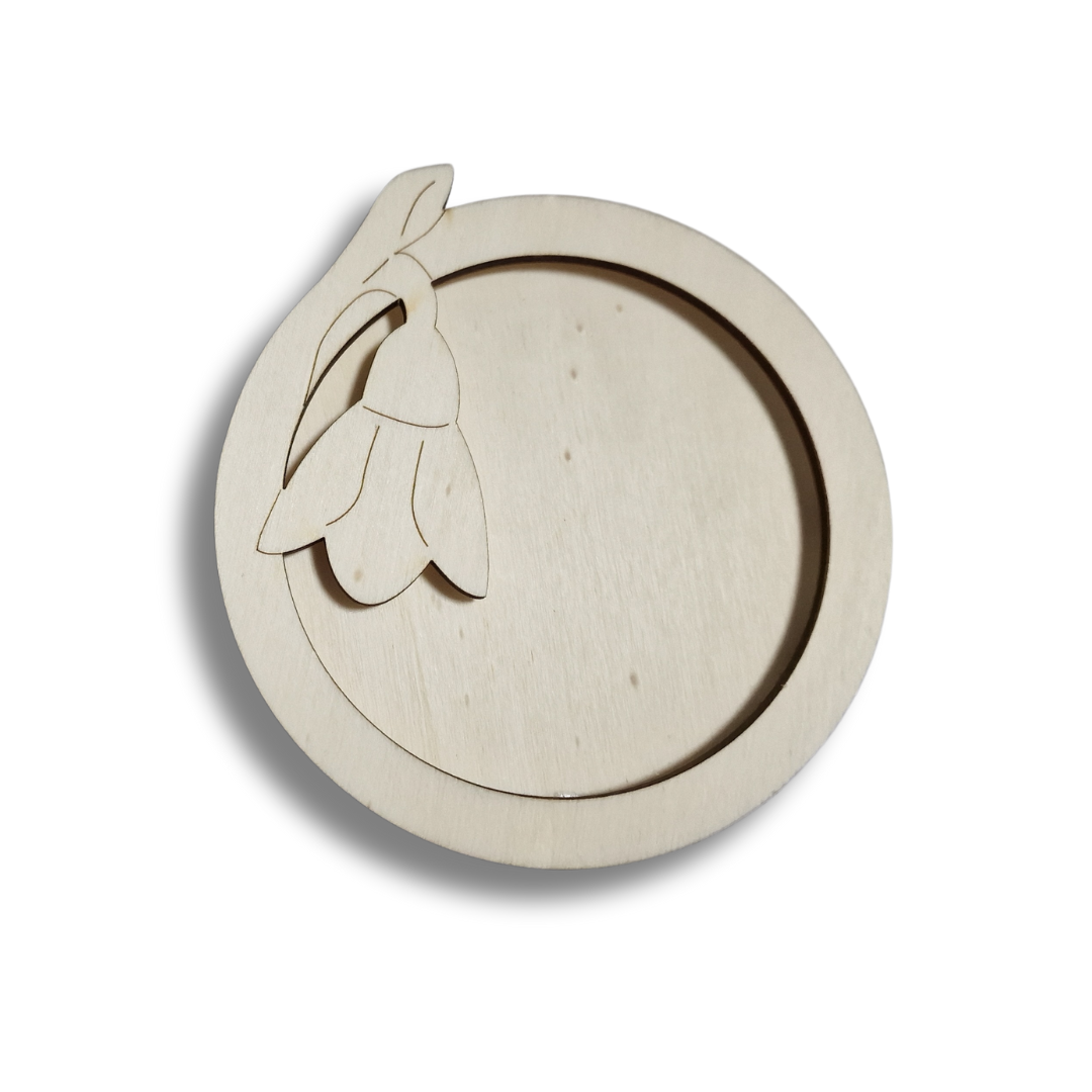 Baza blank din lemn - ramă foto magnetică, ghiocel