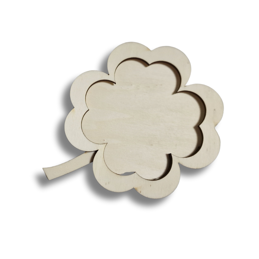 Baza blank din lemn - ramă foto magnetică, trifoi