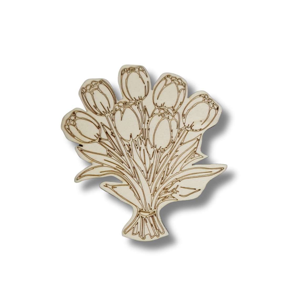 Baza blank din lemn în formă de buchet de lalele, 12cm