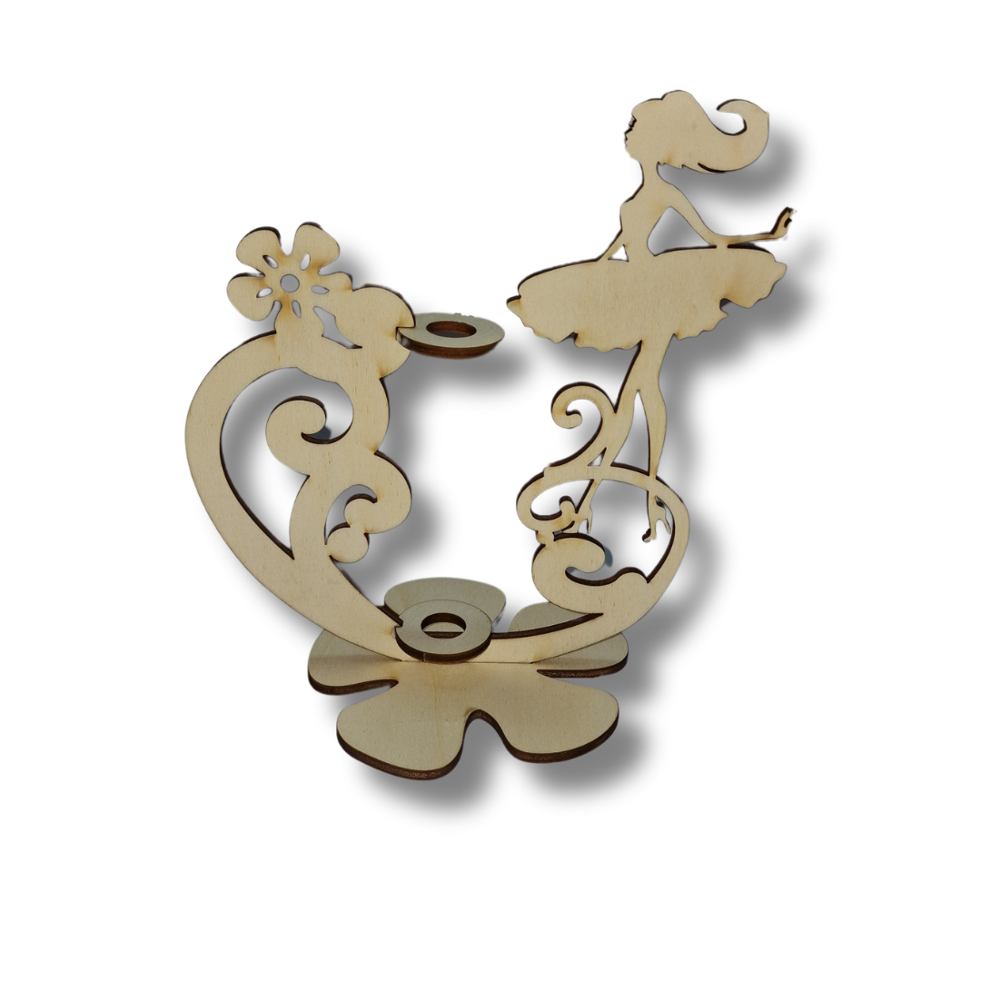 Blank din lemn tip vază decorativă cu suport pentru eprubetă - balerină