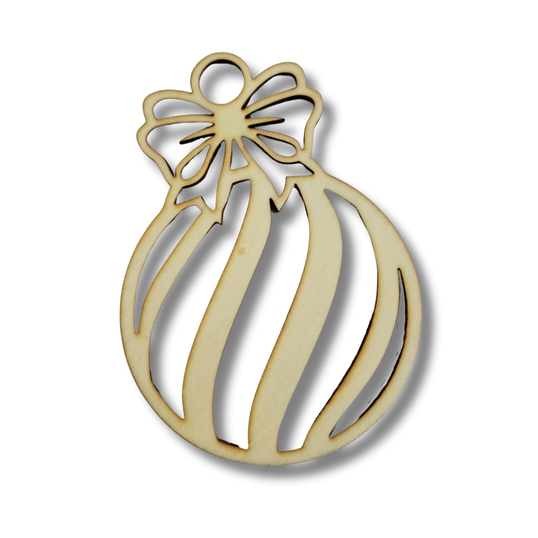 Blank din lemn - Glob de Crăciun rotund cu iluzie 3D și fundiță