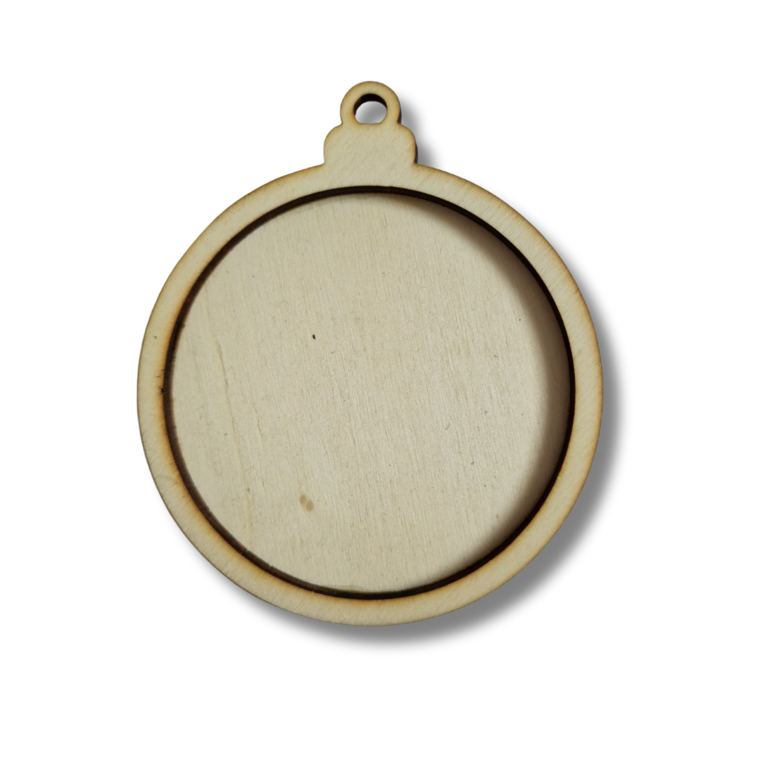 Blank din lemn 3D pentru licheni - Glob de Crăciun rotund simplu