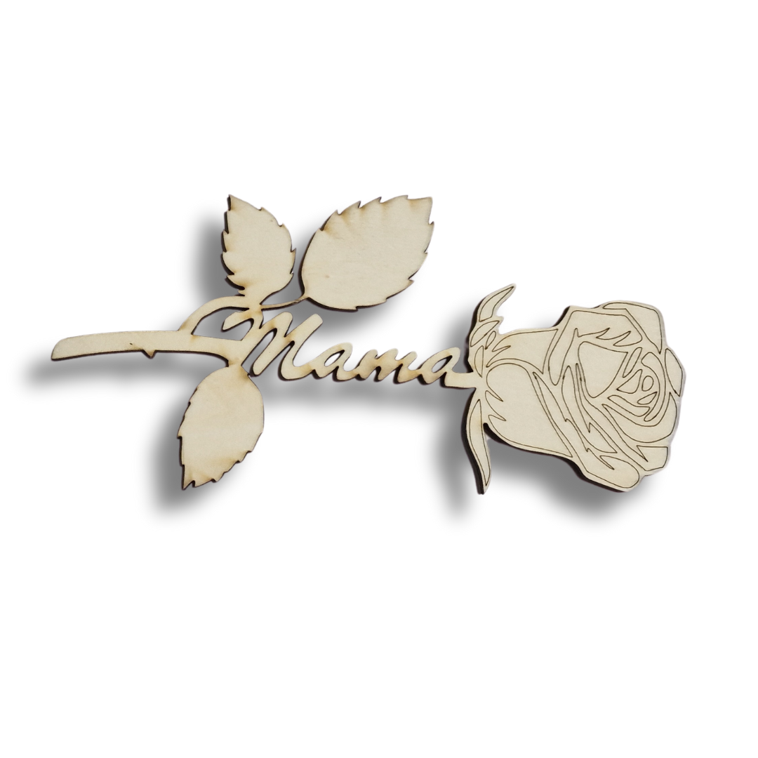 Baza blank din lemn în formă de trandafir cu nume sau text personalizat