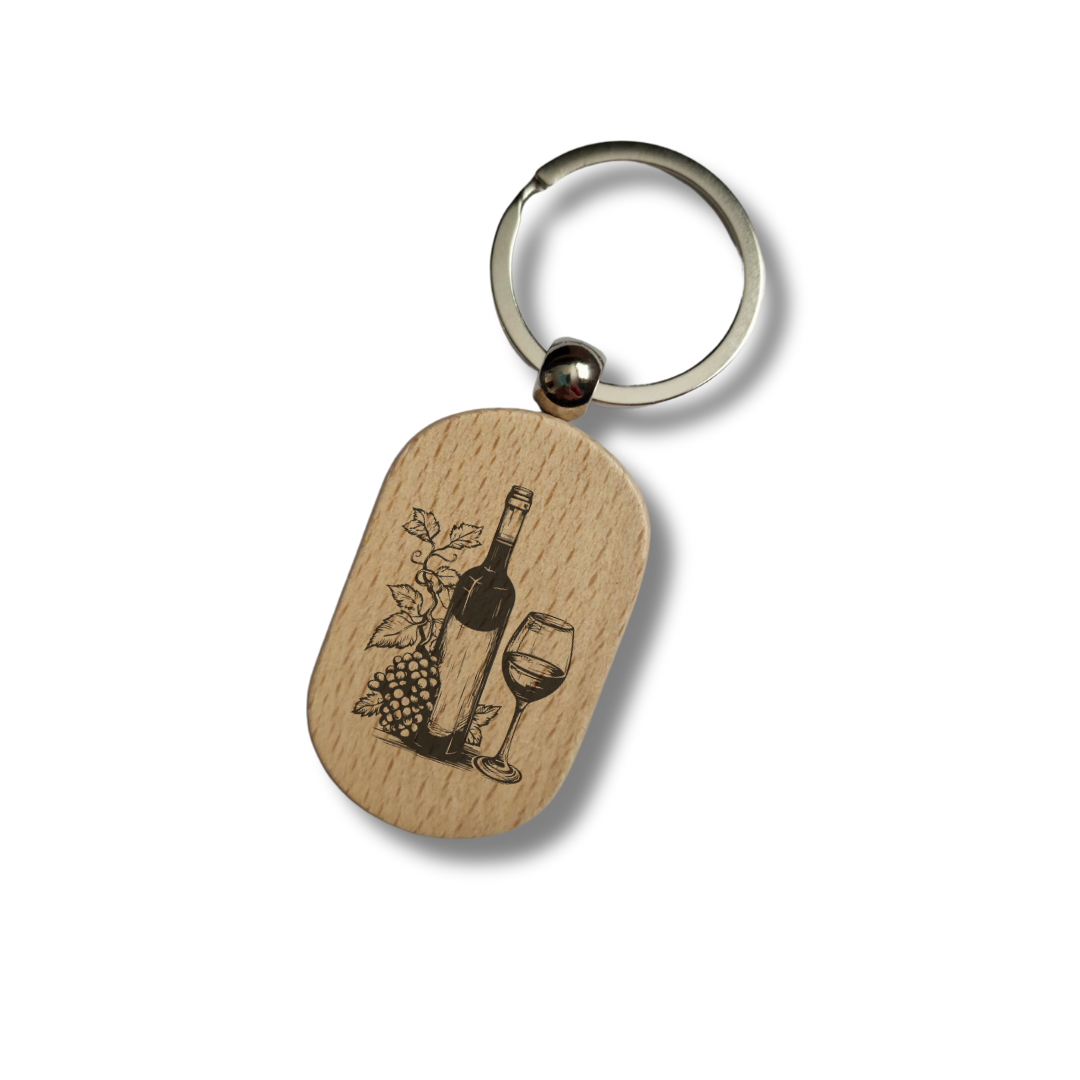 Breloc din lemn personalizabil - dreptunghi rotunjit - B2B & Corporate