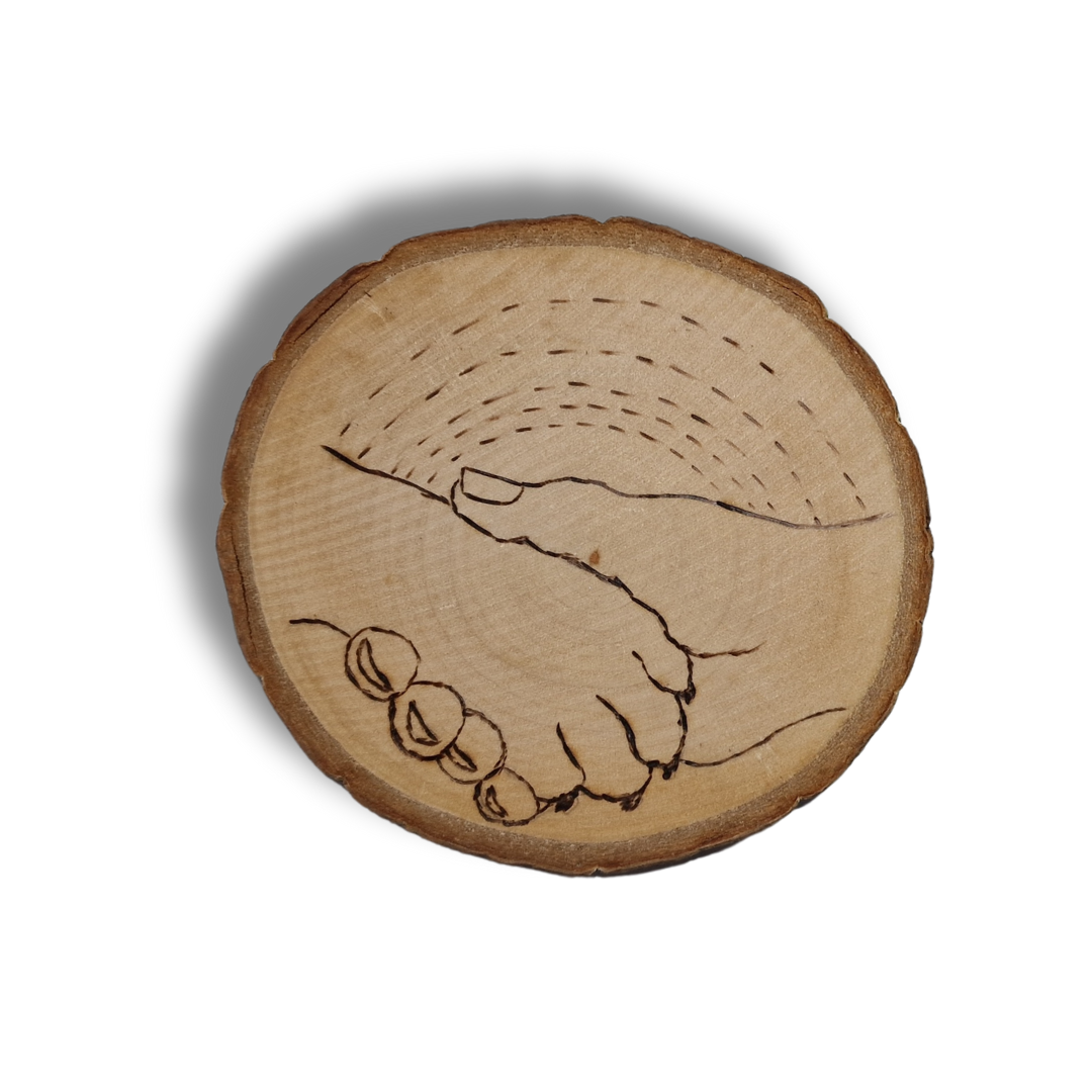 UNICAT - Suport pentru cană/pahar pirogravat manual pe felie de lemn - cel mai bun prieten al omului