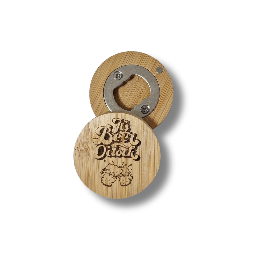Desfăcător sticle din lemn, magnetic - ”It's beer o'clock"