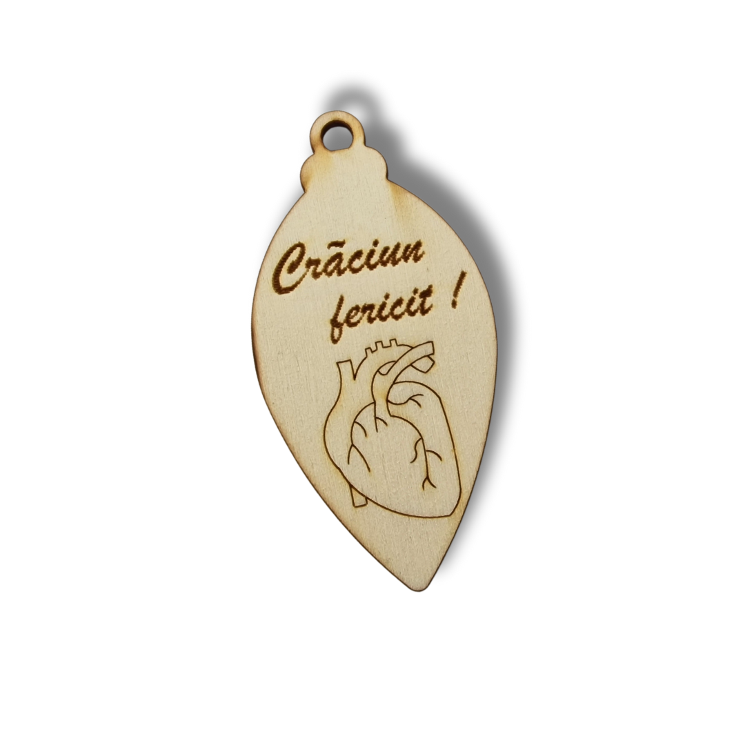 Glob de Crăciun pentru pentru profesorii de biologie cu textul ”Crăciun fericit!” si cu o inima