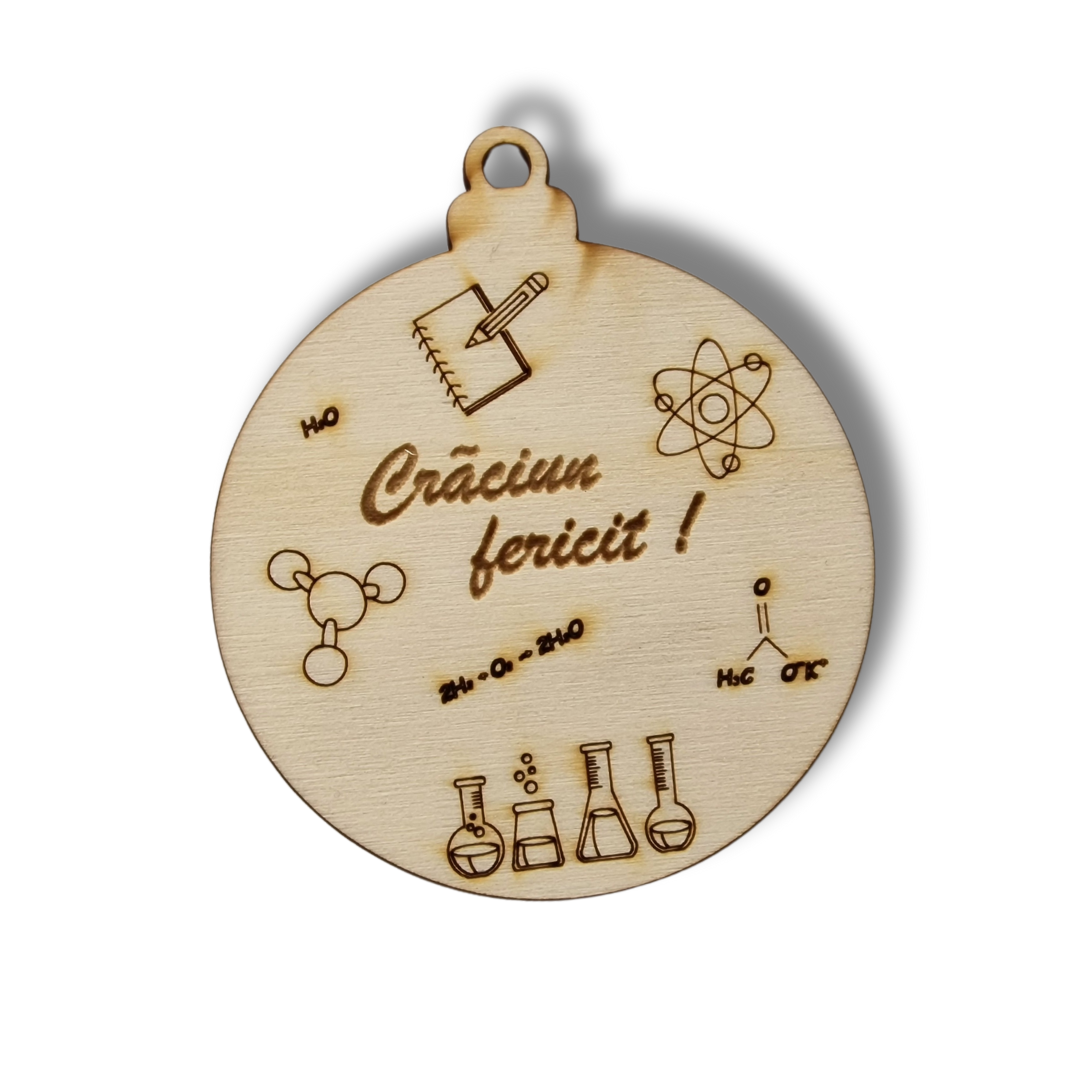 Glob de Crăciun pentru pentru profesorii de Chimie cu textul ”Crăciun fericit!”