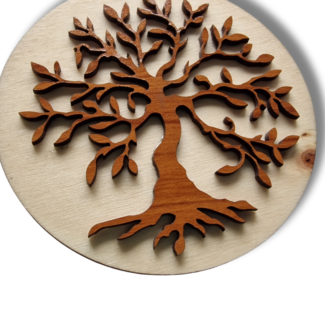 glob bej de Crăciun din lemn cu copacul vieții