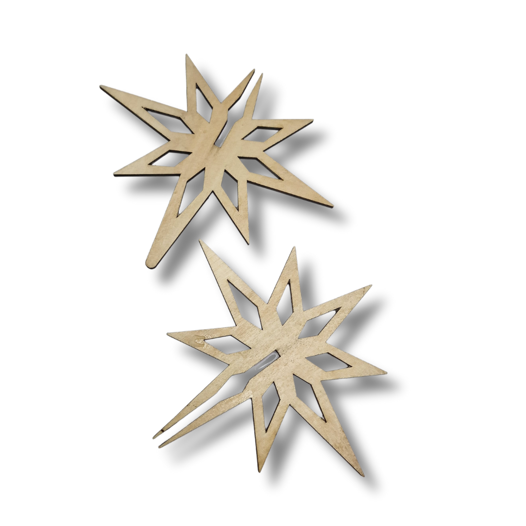 Glob de Crăciun Lemn Natur Stea, asamblabilă din două piese