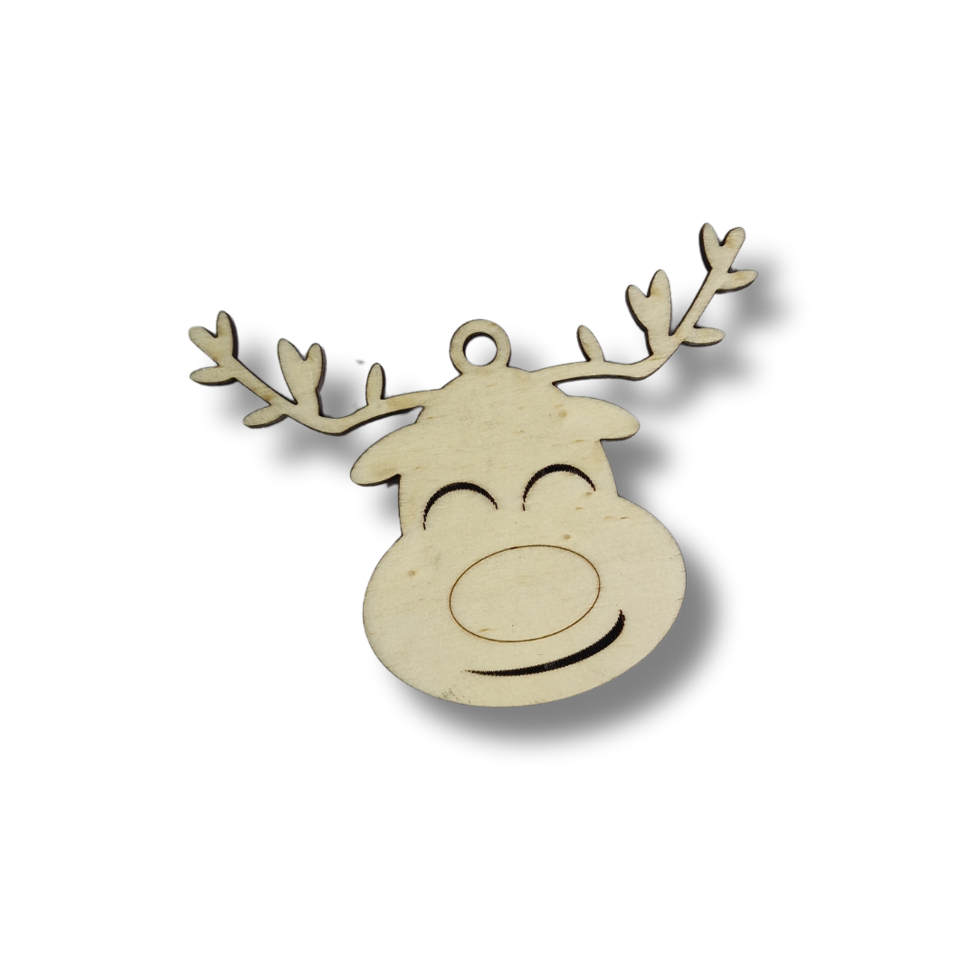 Glob de Crăciun Lemn Natur - Cap de Ren