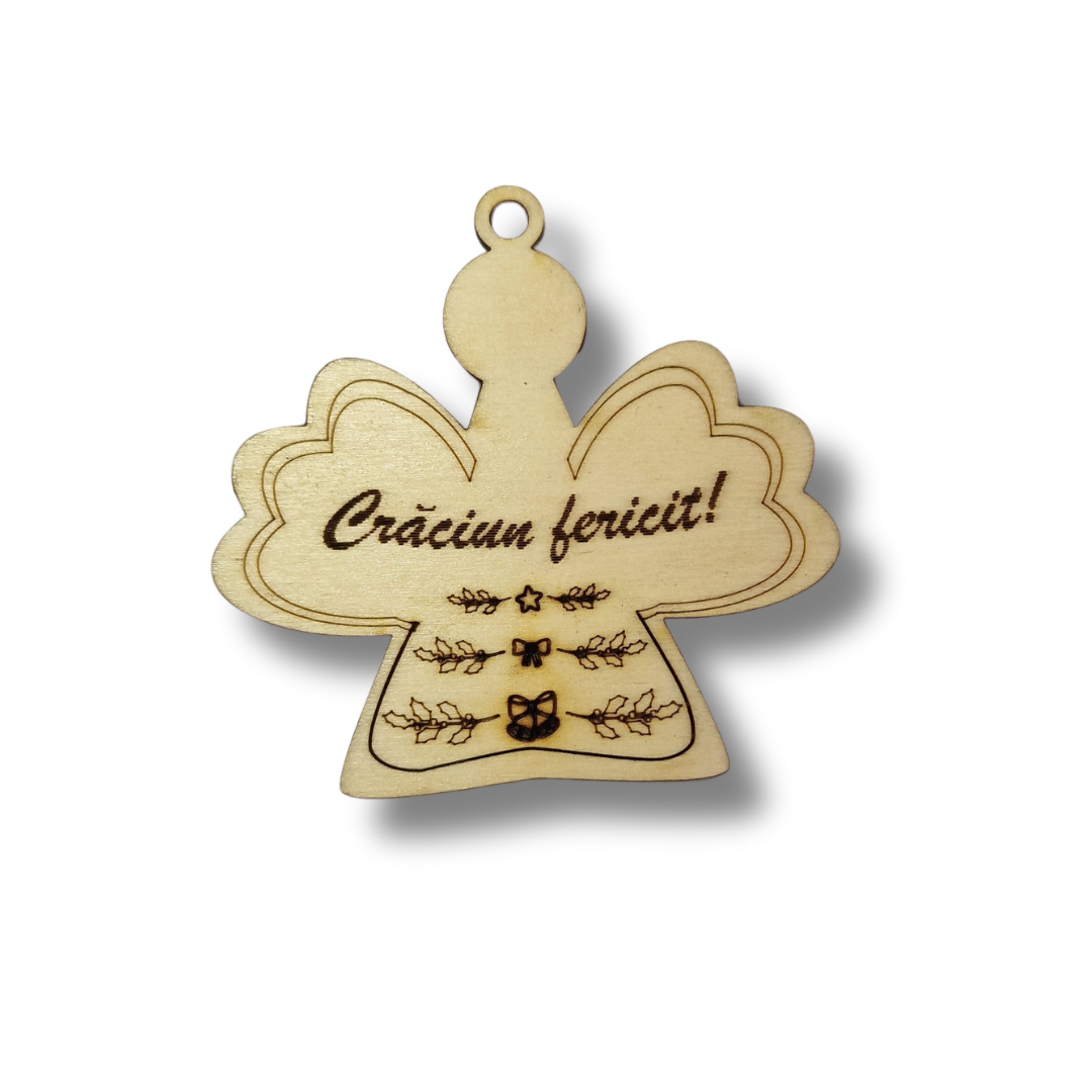 Glob de Crăciun Lemn Natur - Îngeraș