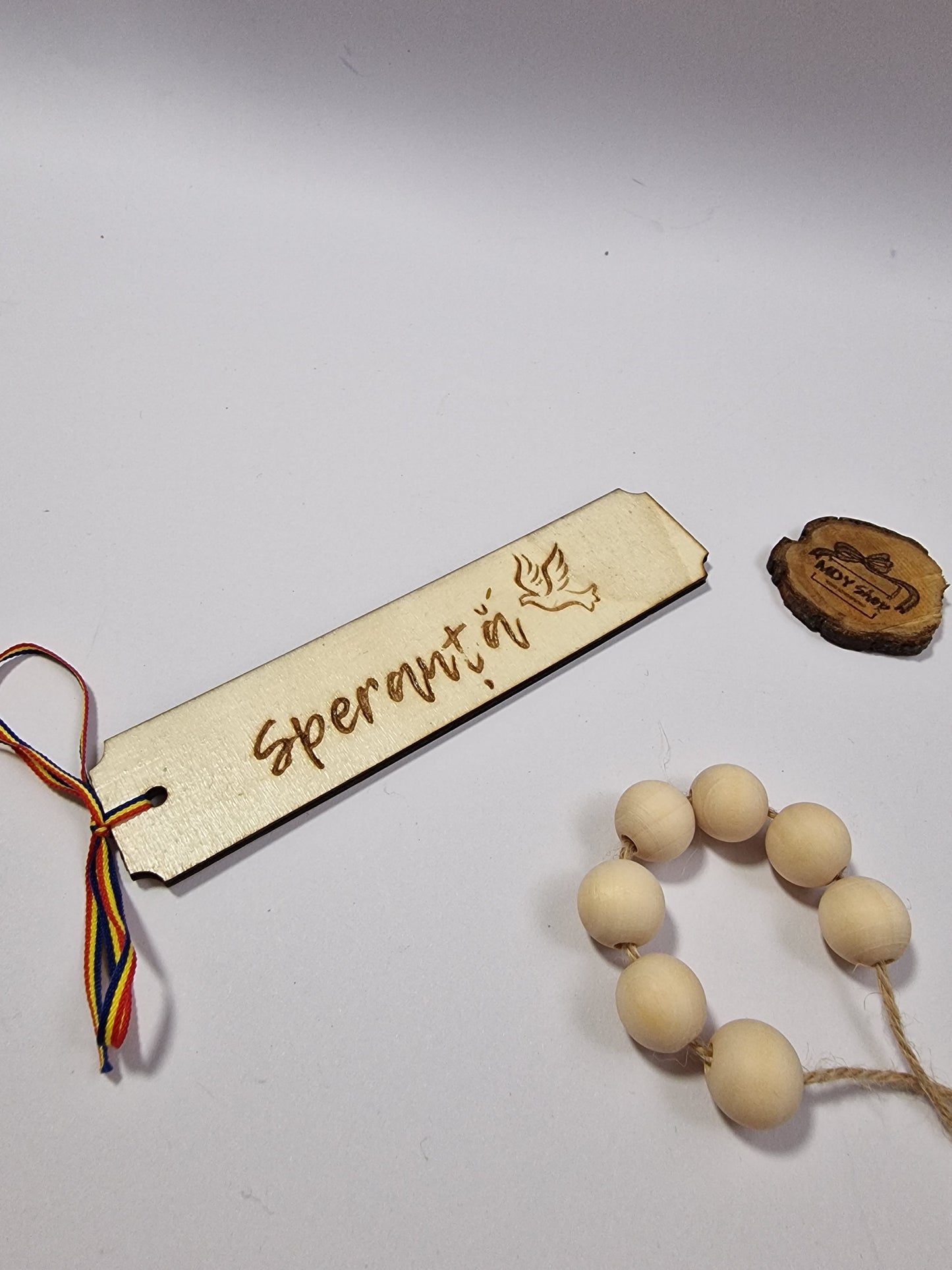 Semn de carte din lemn gravat - ”Speranță” - MDY Shop