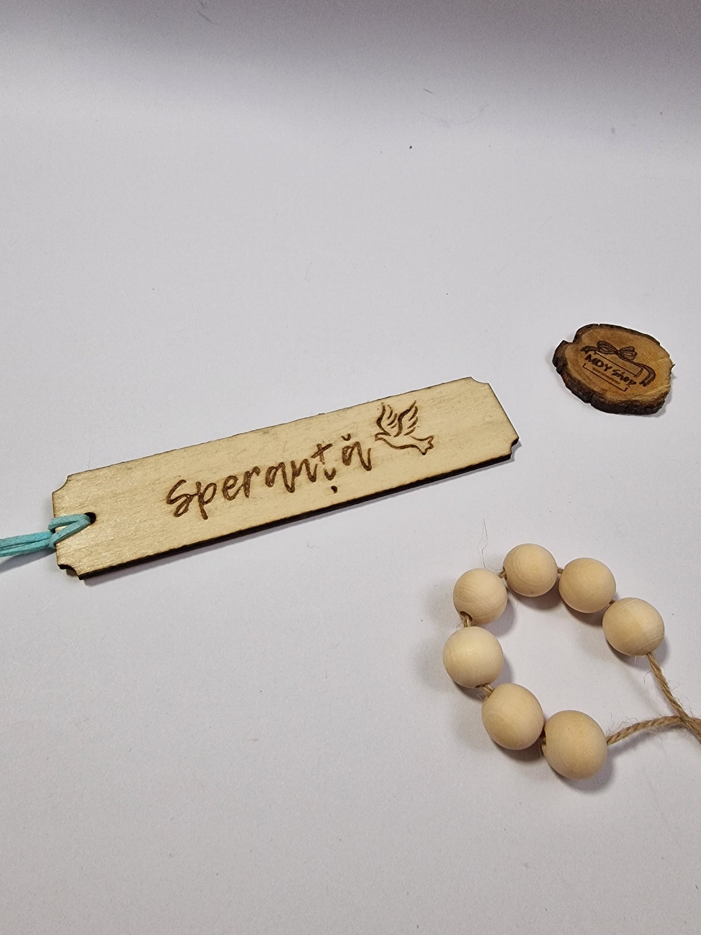 Semn de carte din lemn gravat - ”Speranță” - MDY Shop