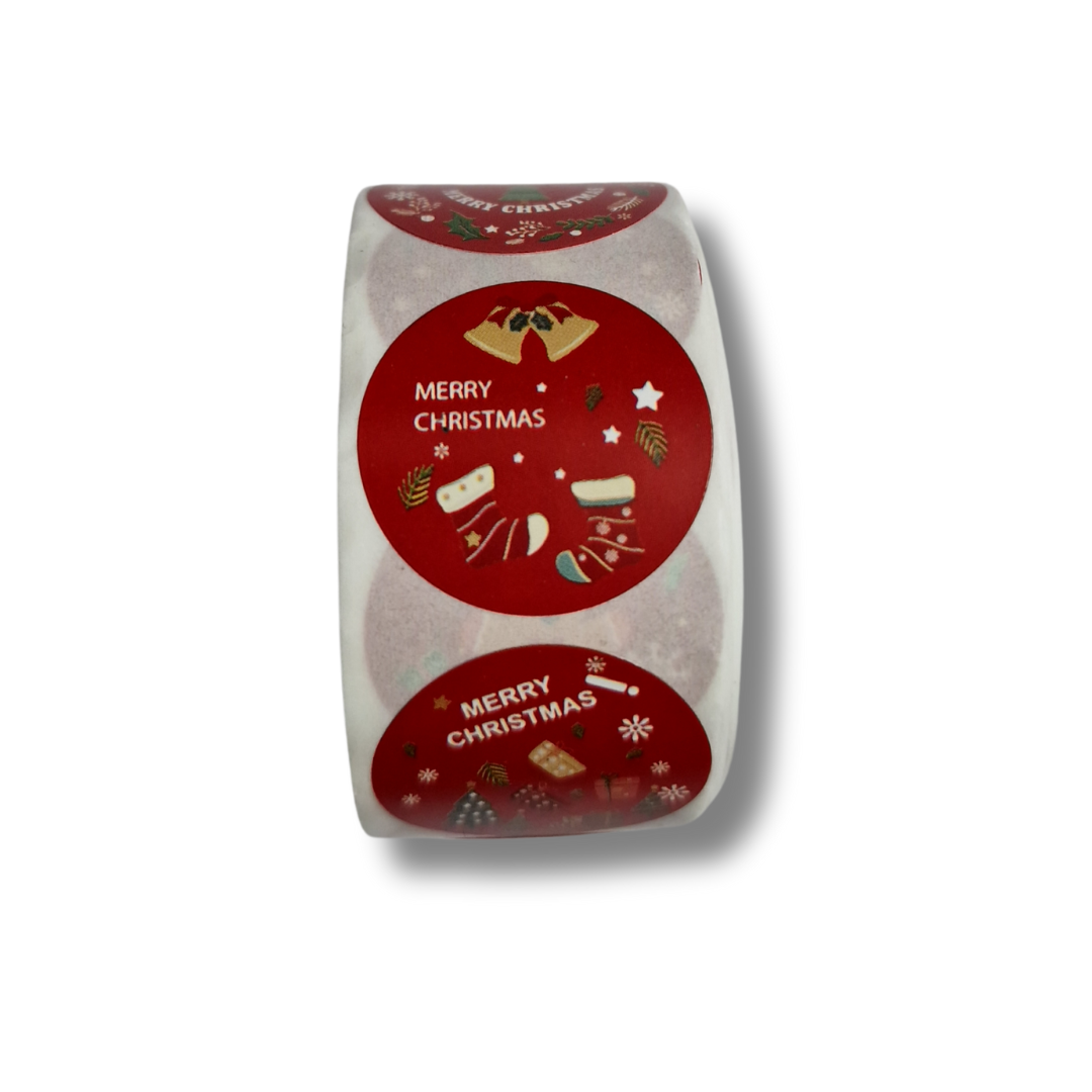 Rolă cu 500 stickere cu model de Crăciun - 2.5cm