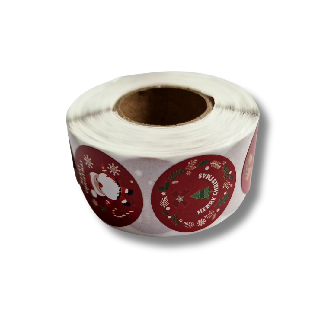 Rolă cu 500 stickere cu model de Crăciun - 2.5cm