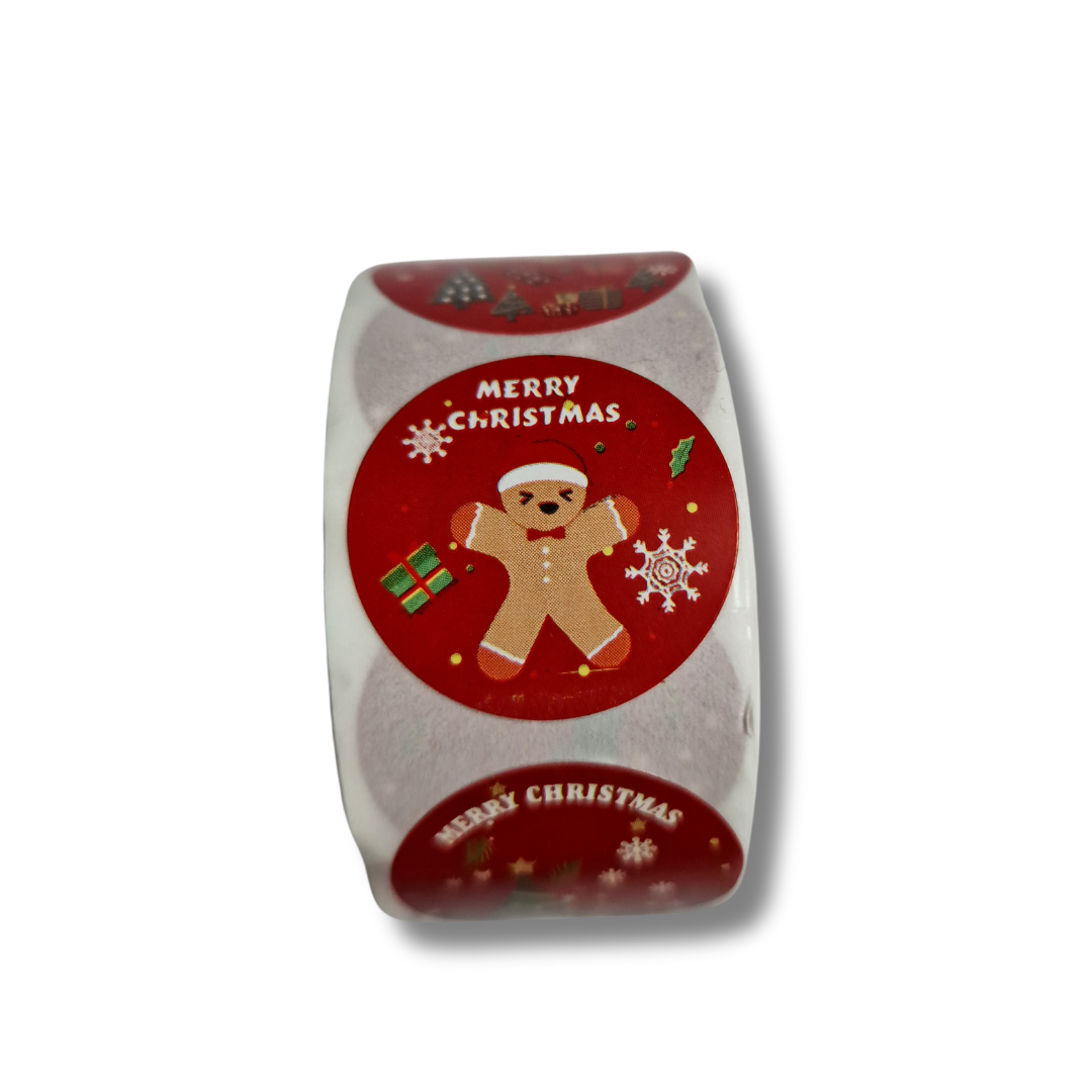 Rolă cu 500 stickere cu model de Crăciun - 2.5cm
