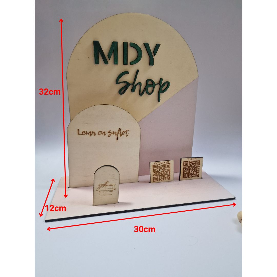 Display business cu QR și loc pentru cărți de vizită sau flyere