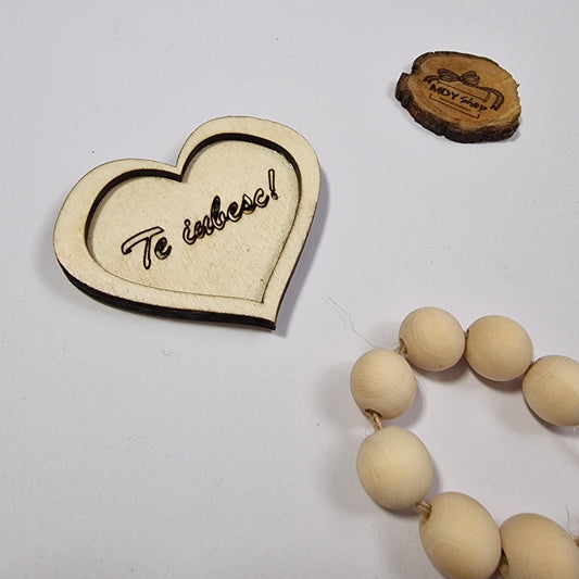Magnet de frigider în formă de inimă 3D - ”Te iubesc!”