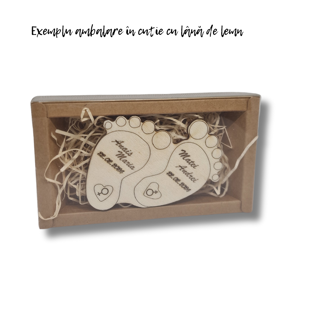 ambalare in cutie cu lana de lemn  pentru mărturie de botez