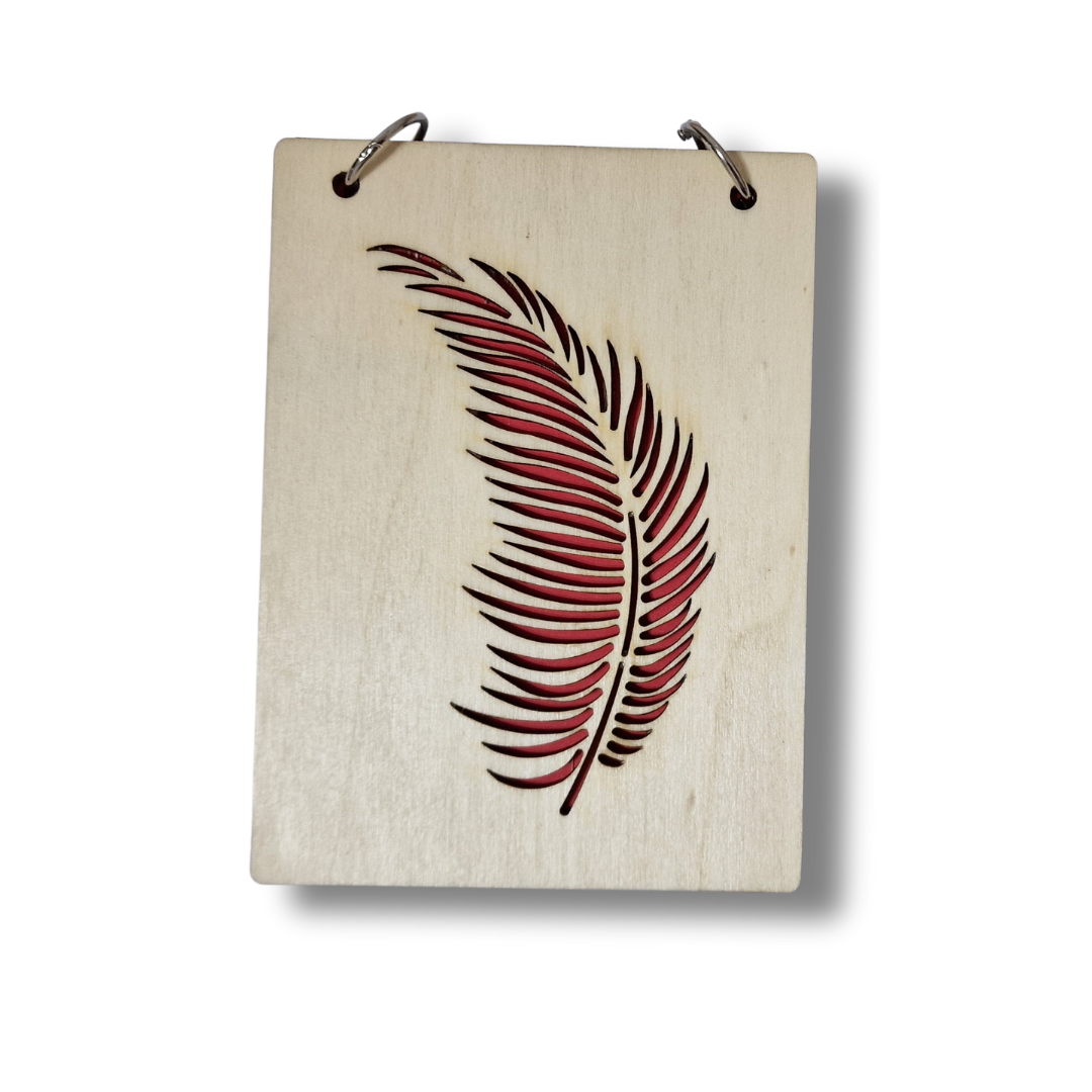 Carnețel reîncărcabil cu coperte din lemn, model pană - A6