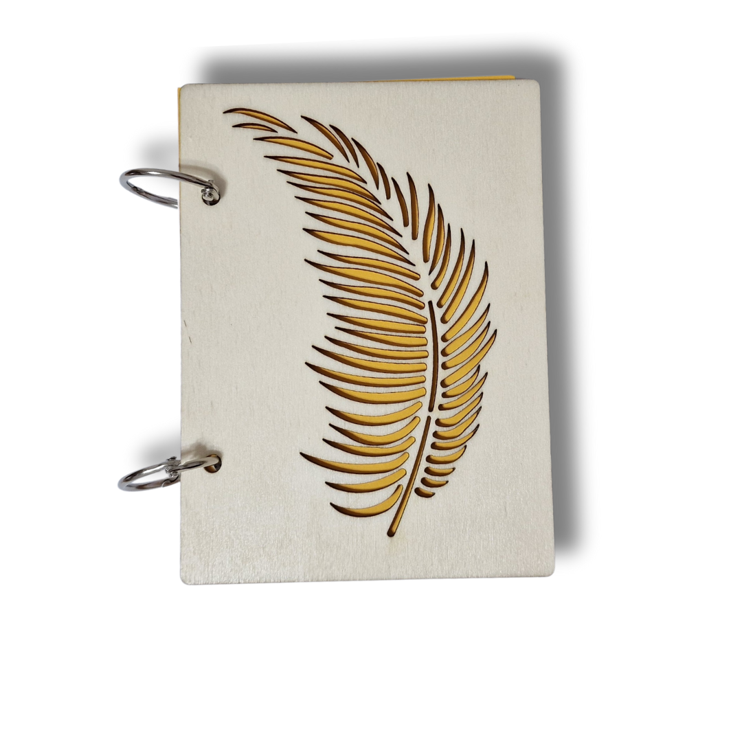 Carnețel reîncărcabil cu coperte din lemn, model pană - A6