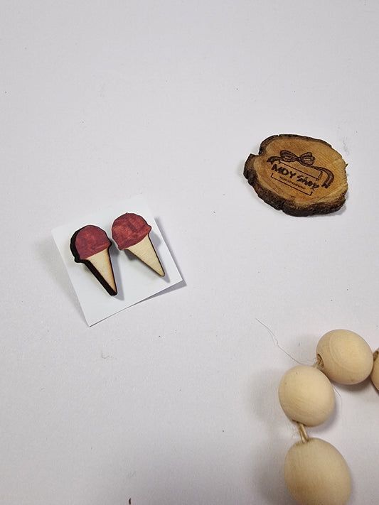Cercei înghețată tip pin lucrați manual din lemn - mov - MDY Shop