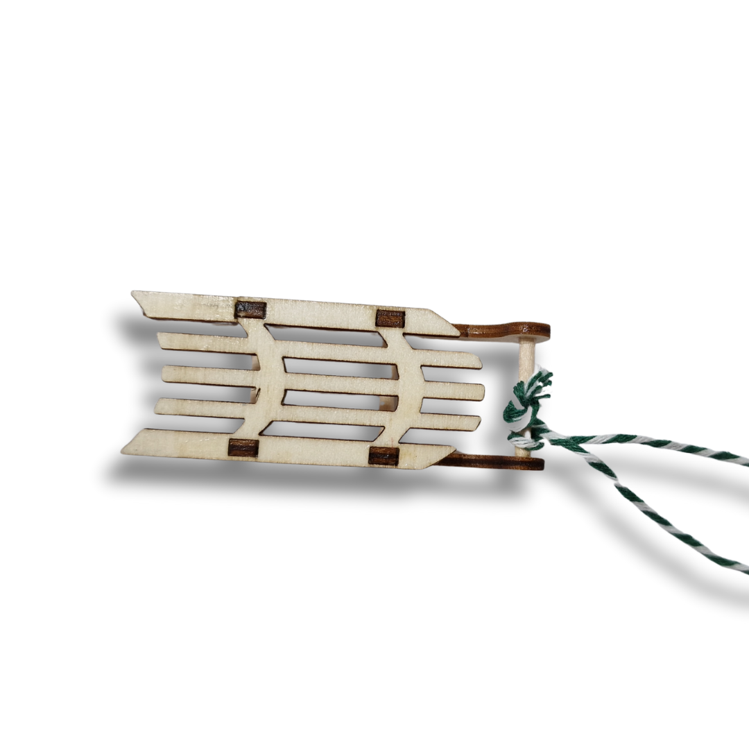 Glob de Crăciun Lemn Natur - săniuță