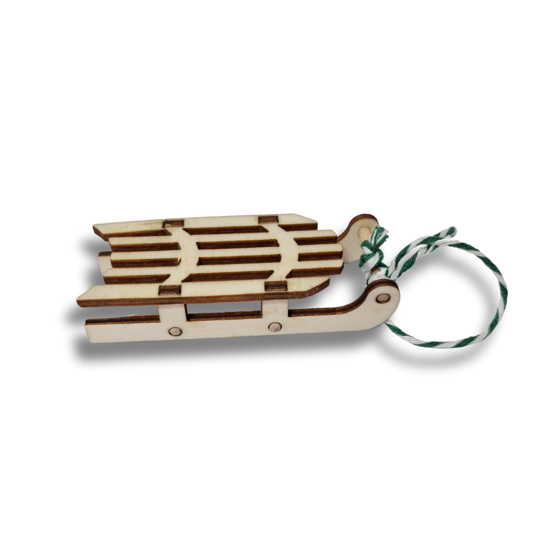 Glob de Crăciun Lemn Natur - săniuță