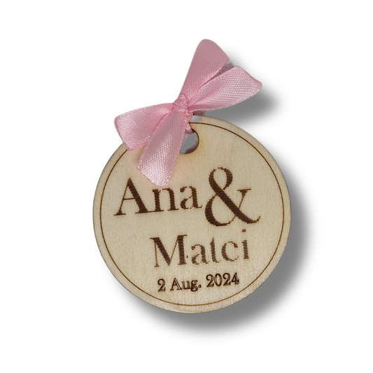 marturie pentru nunta personalizata cu fundiță roz