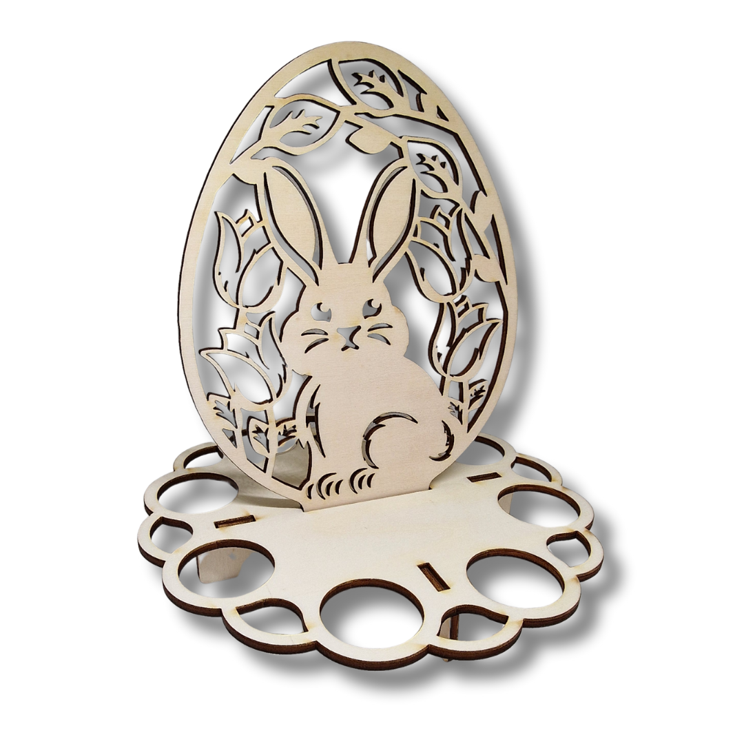suport de oua de Paste cu iepuraș din lemn
