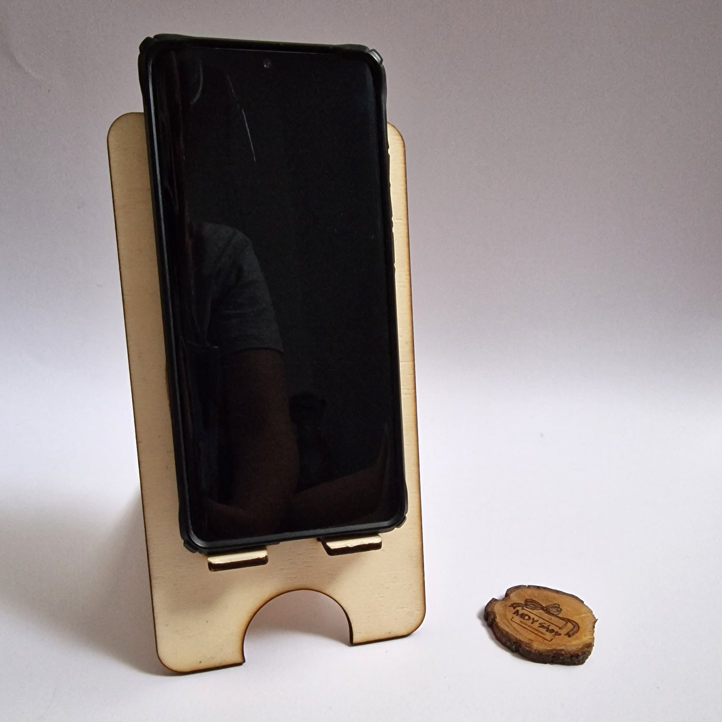 Suport pentru telefon din lemn gravat - Model Țestoasă