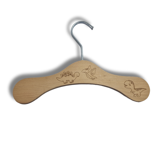 Umeraș pentru copii personalizabil din lemn cu dinozauri