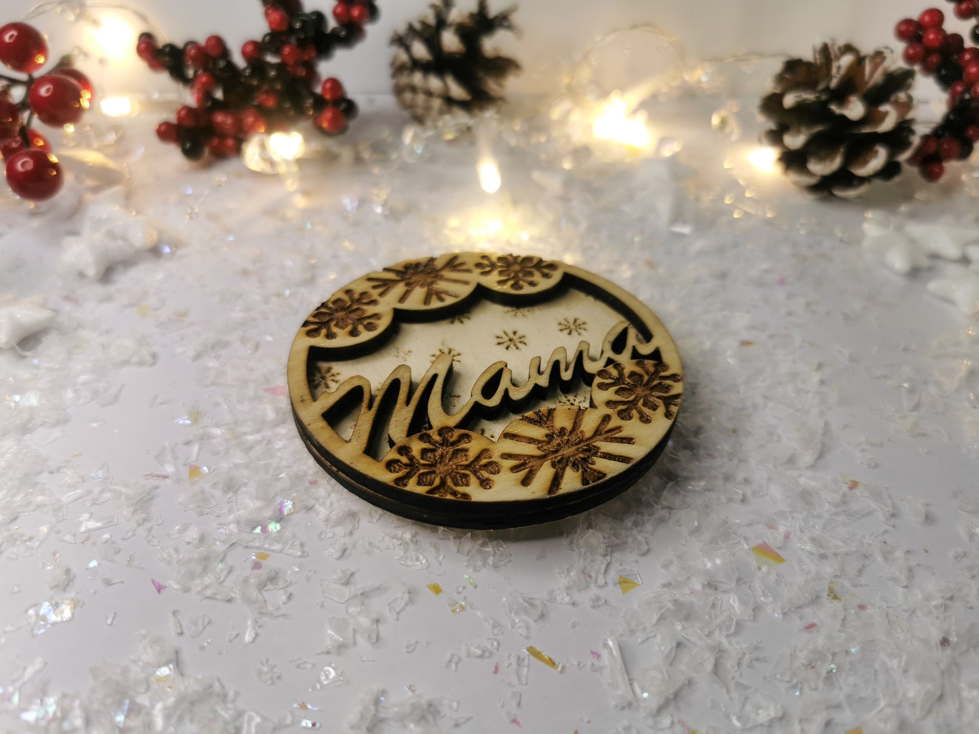 Glob de Crăciun cu Fulgi Personalizat pentru Membrii Familiei - MDY Shop
