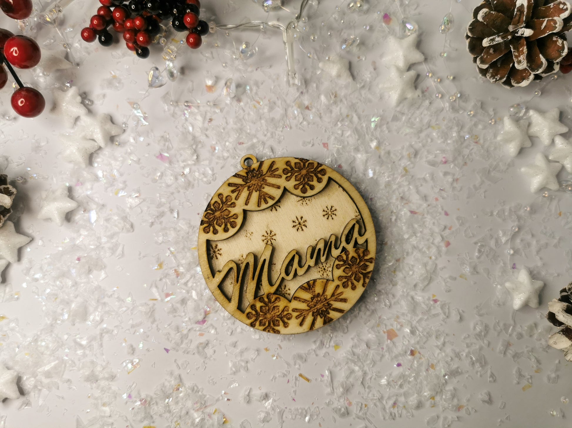 Glob de Crăciun cu Fulgi Personalizat pentru Membrii Familiei - MDY Shop