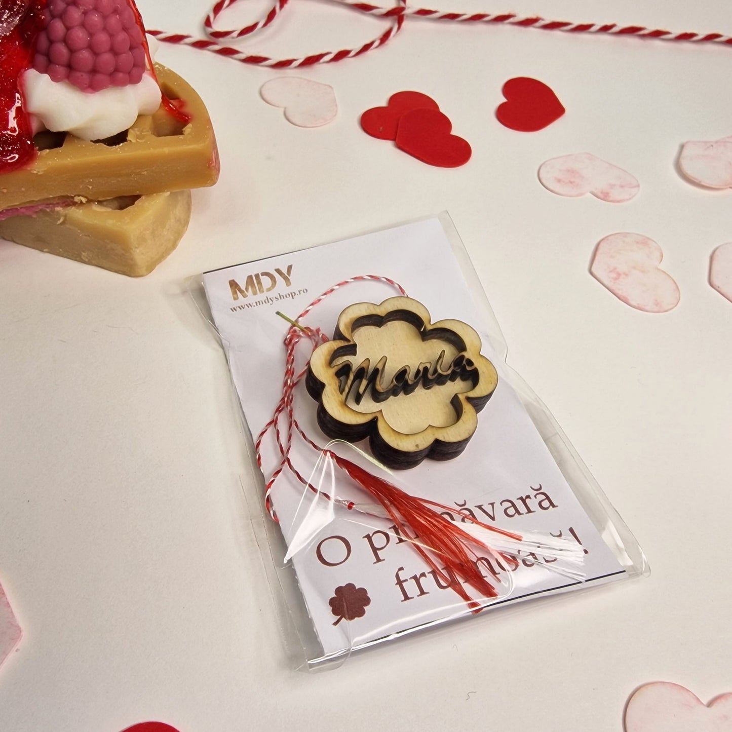 Mărțișor tip broșă personalizat cu text - MDY Shop