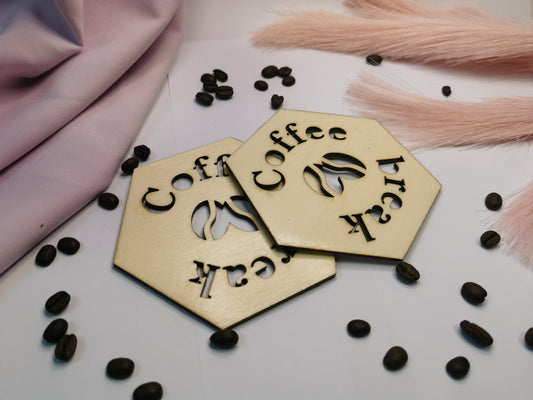 Suport pentru cană/pahar - Coffee Break - lemn natur - MDY Shop