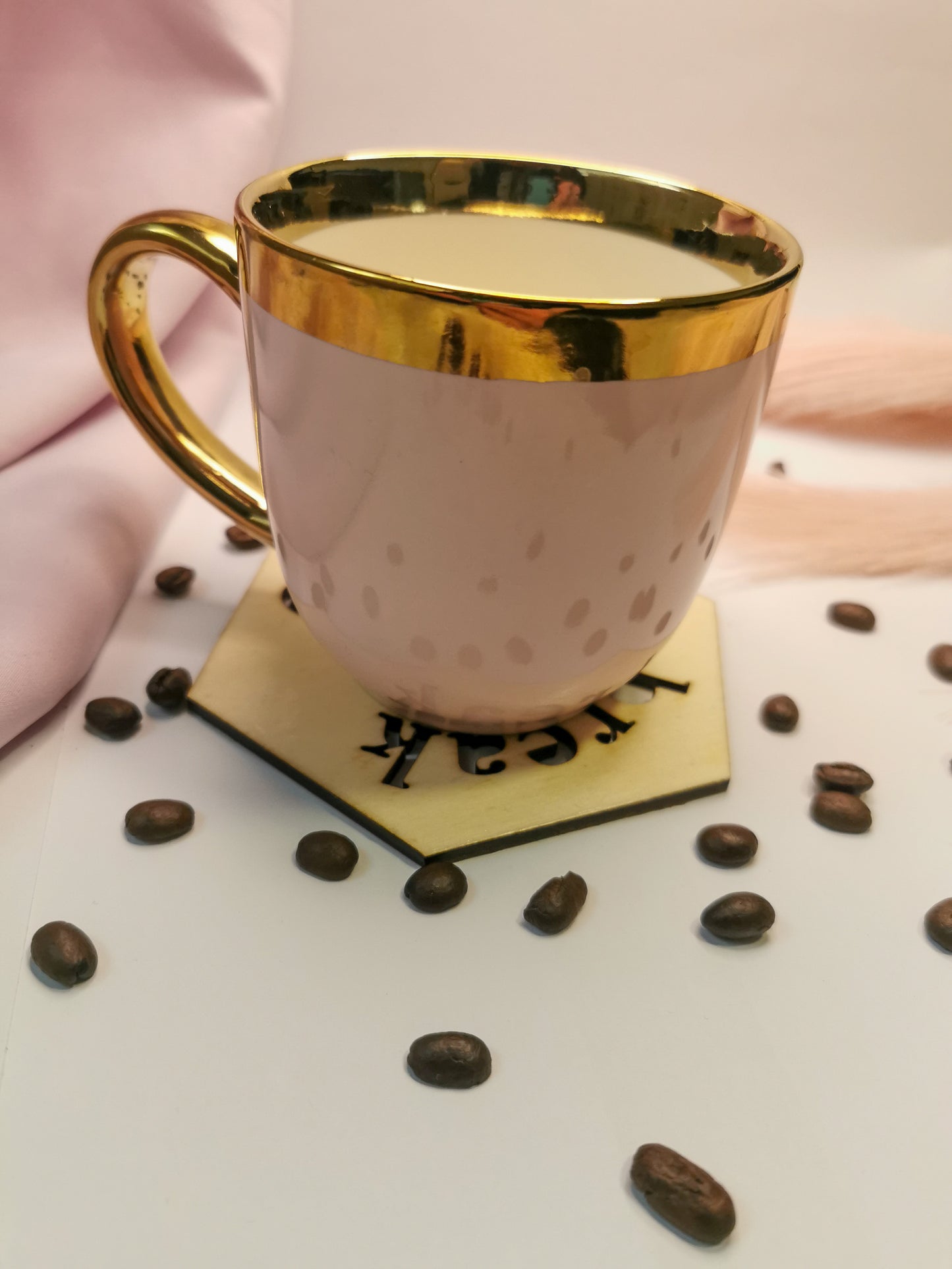 Suport pentru cană/pahar - Coffee Break - lemn natur - MDY Shop